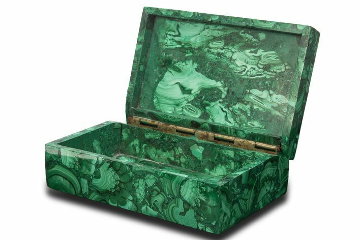 Flowery, Hinged Malachite Jewelry Box - DR Congo #335806